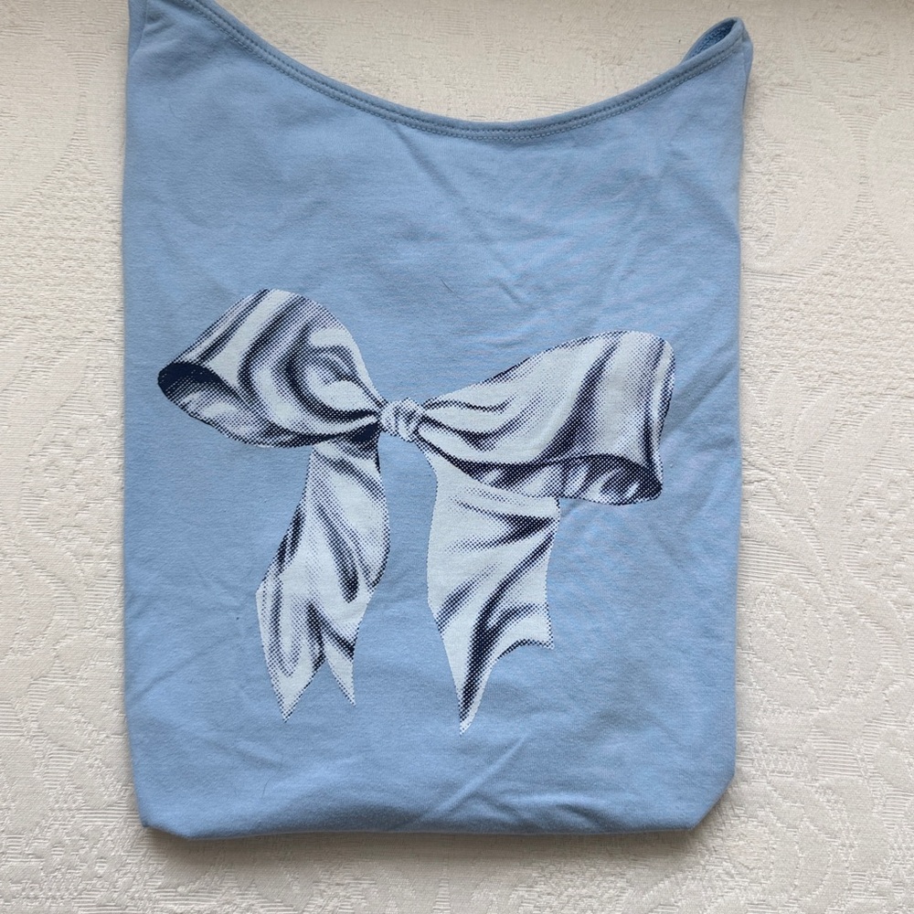 Kimchi Blue Sky Blue Long Sleeve Top with Bow Accent